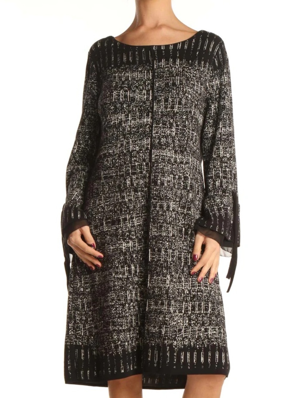 NIC+ZOE Black And Crem Tweed Sweater Midi Dress